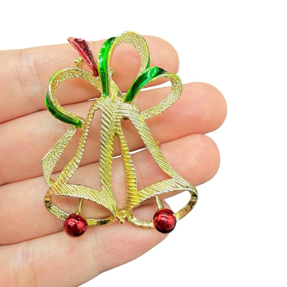 Vintage Christmas Bells Brooch Christmas Pin